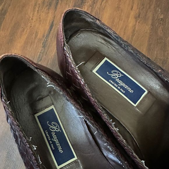 BRAGANO Tasseled Woven Loafers Dress Shoes Burgundy Leather ITALIAN main image 9